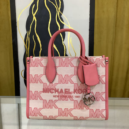 Michael Kors Pink Mirella Medium Canvas Tote Bag