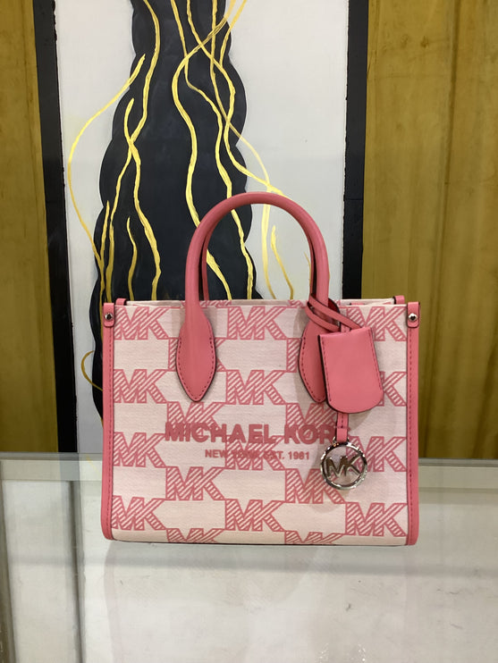 Michael Kors Pink Mirella Medium Canvas Tote Bag