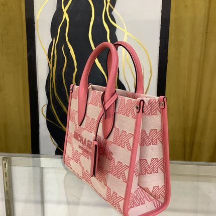 Michael Kors Pink Mirella Medium Canvas Tote Bag