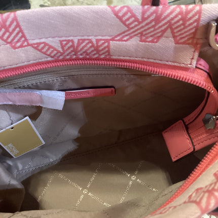 Michael Kors Pink Mirella Medium Canvas Tote Bag