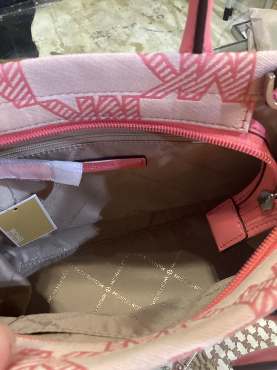 Michael Kors Pink Mirella Medium Canvas Tote Bag