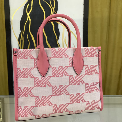 Michael Kors Pink Mirella Medium Canvas Tote Bag