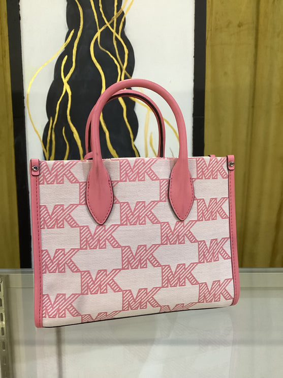 Michael Kors Pink Mirella Medium Canvas Tote Bag