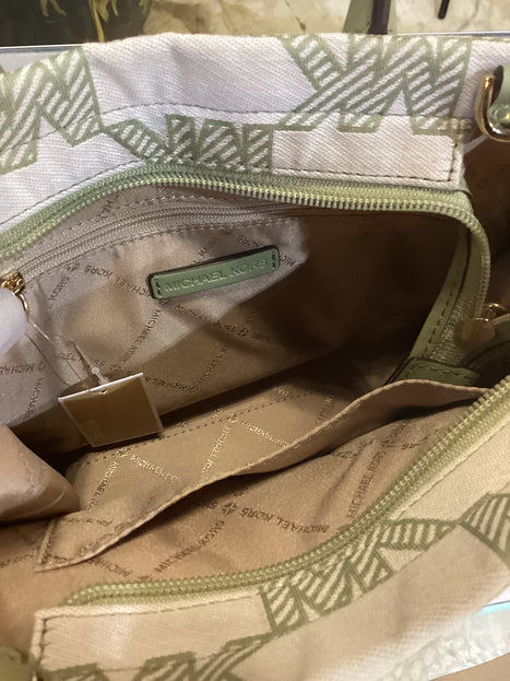 Michael Kors Green Mirella Medium Canvas Tote Bag