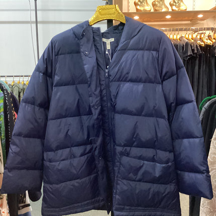 EILEEN FISHER Navy Blue Heavy Snow Coat