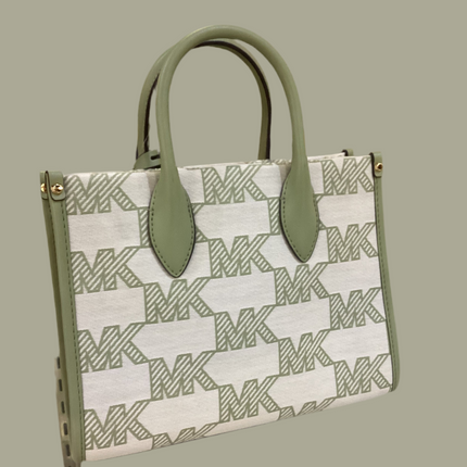 Michael Kors Green Mirella Medium Canvas Tote Bag