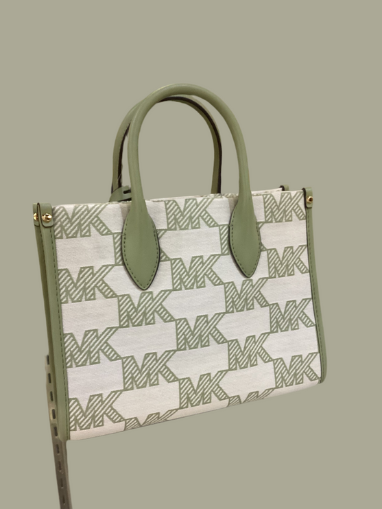 Michael Kors Green Mirella Medium Canvas Tote Bag