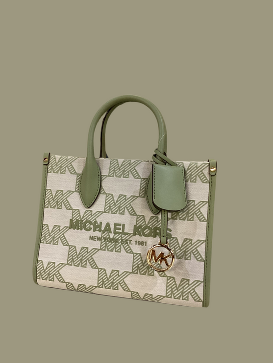 Michael Kors Green Mirella Medium Canvas Tote Bag