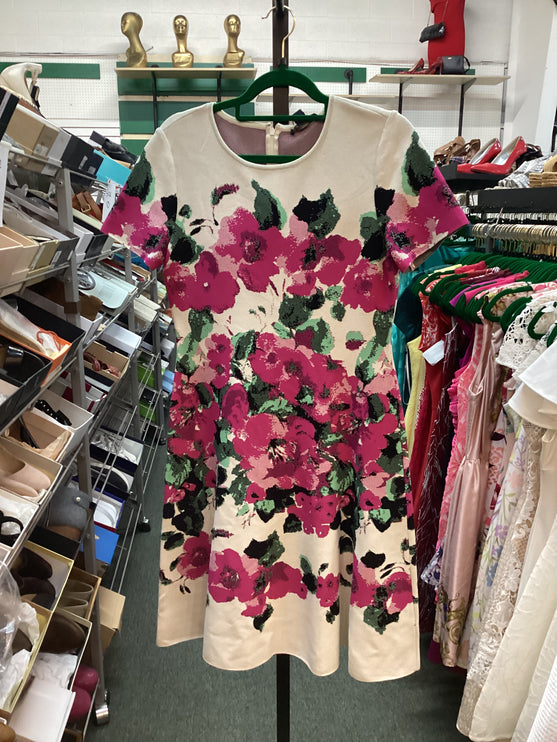 NEW St.John Vibrant Blooming Jacquard Fit & Flare Dress