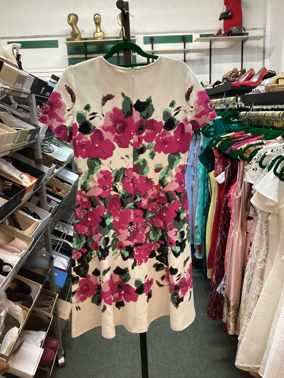 NEW St.John Vibrant Blooming Jacquard Fit & Flare Dress